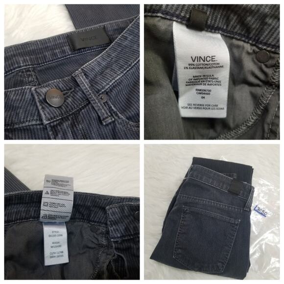 Vince Riley in Wilshire Wash Skinny Striped  Corduroy Low Rise Pants Made in USA - Picture 8 of 8